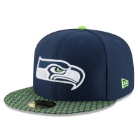 Youth Seattle Seahawks New Era Navy 2017 Sideline Official 59FIFTY Fitted Hat 2754832